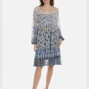 Gabby Skye Blue and White Smocked Floral Dress-Size 6-NWT